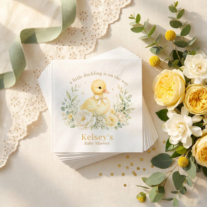 Yellow Duck Buttercream Baby Shower Napkins, Neutral - Pretty Gifted